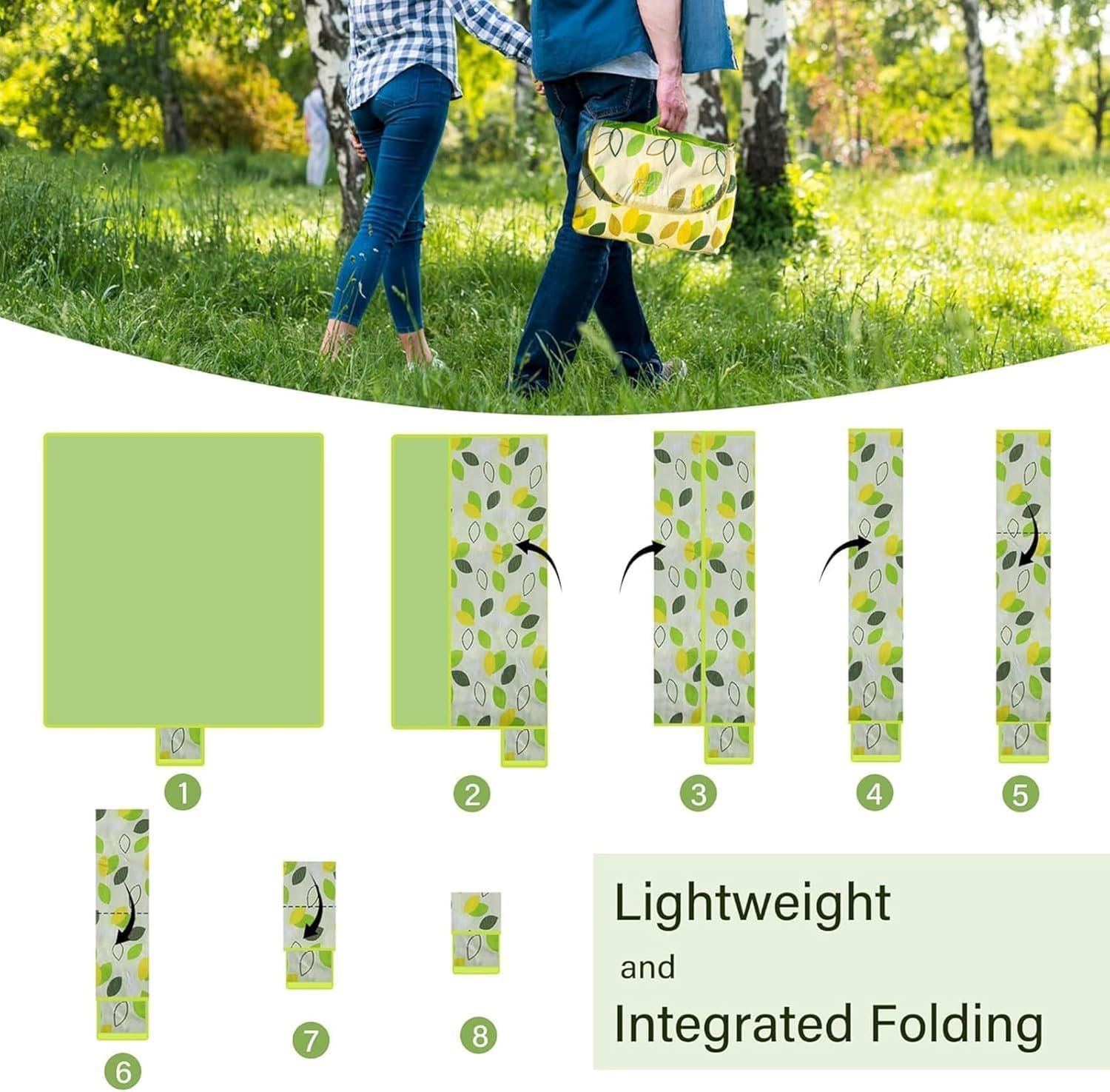 Sand-Resistant Waterproof Picnic Blanket (Green Leaf) - Image 2