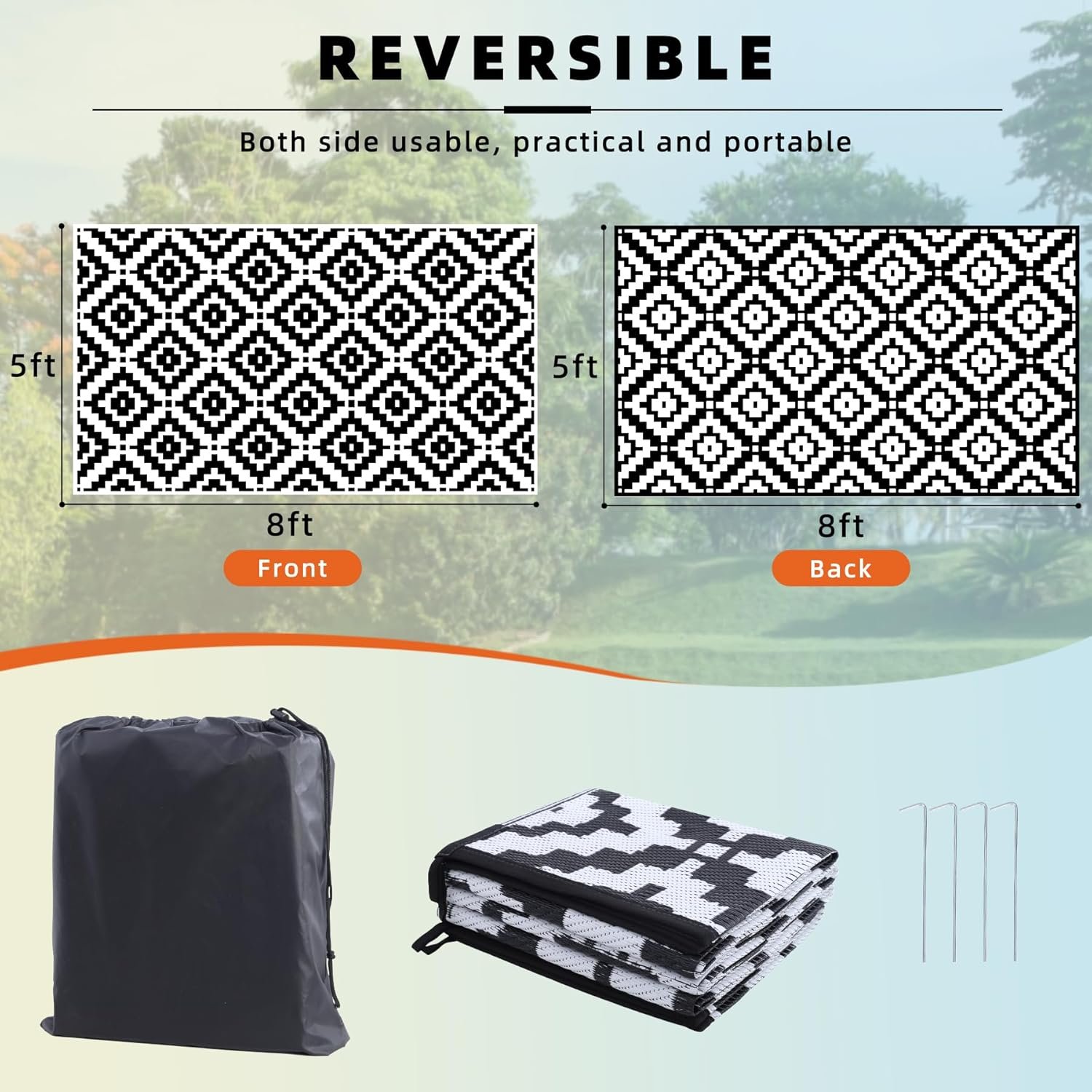 Reversible Decorative Outdoor Patio Rug - Image 2