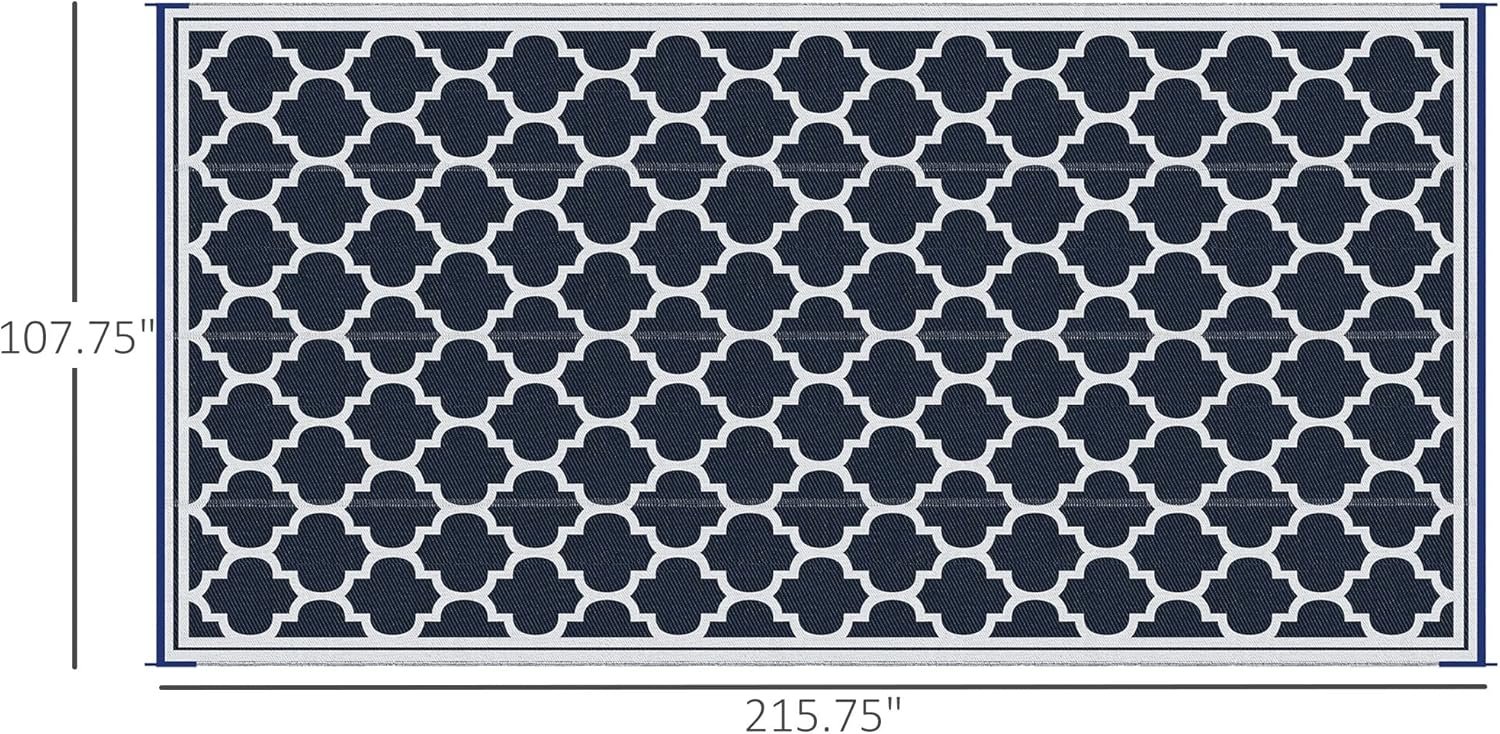 Waterproof Reversible Outdoor Rug (Blue/White) - Image 2