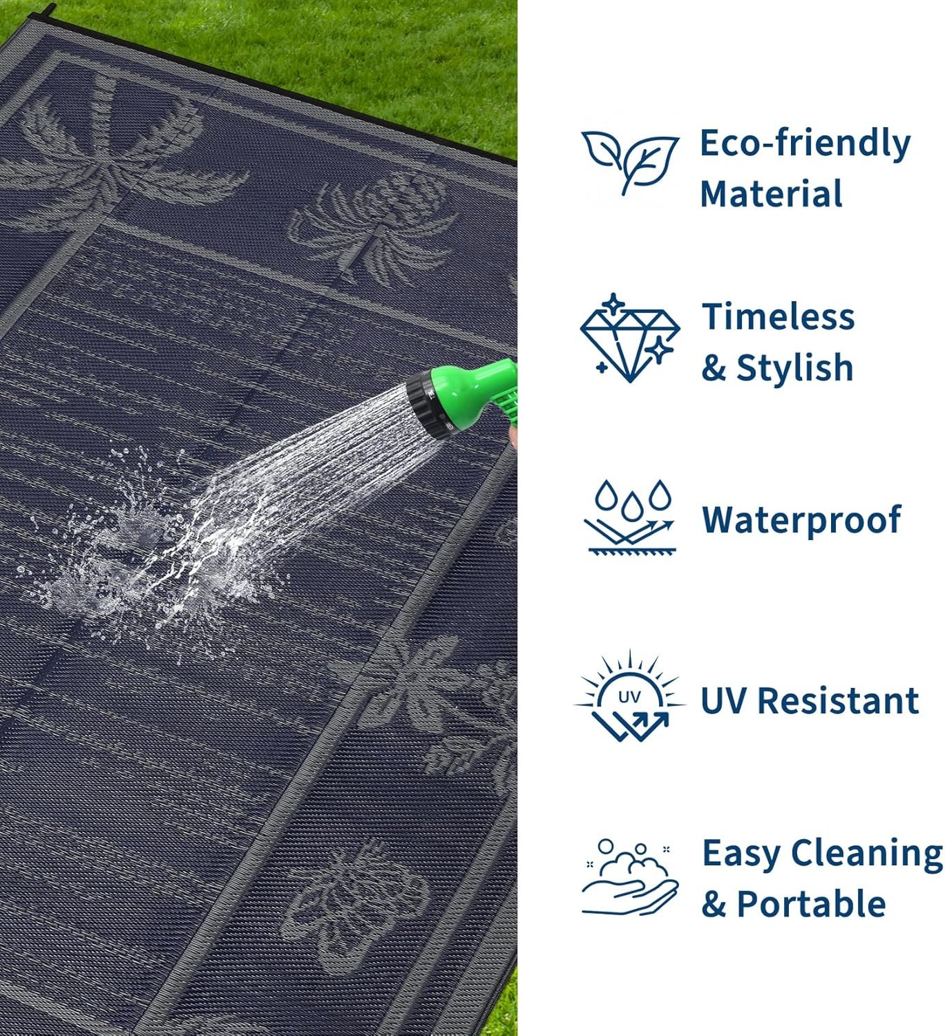 Tropical Leaf Reversible Outdoor Rug - Image 2