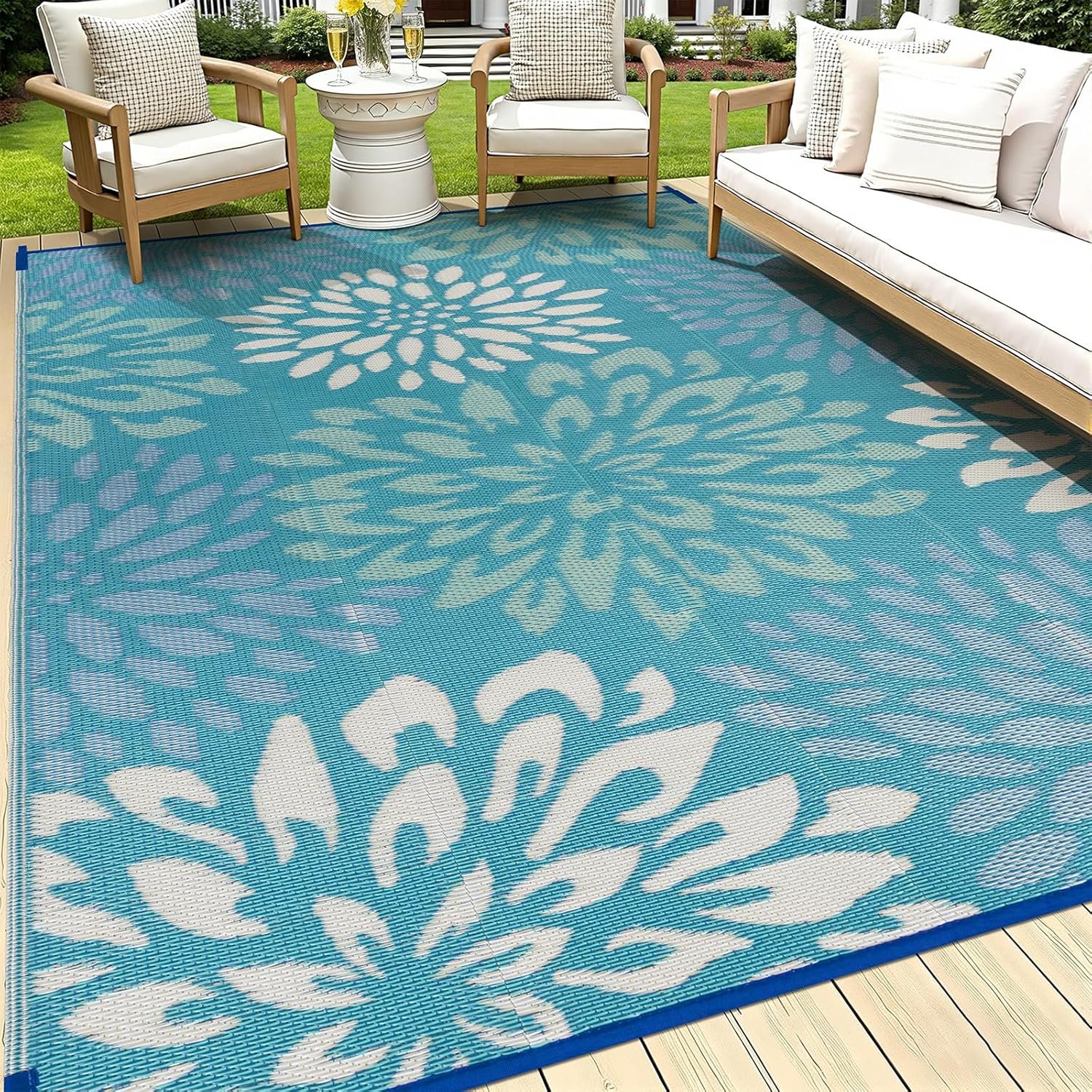 Floral Pattern Reversible Camping Rug