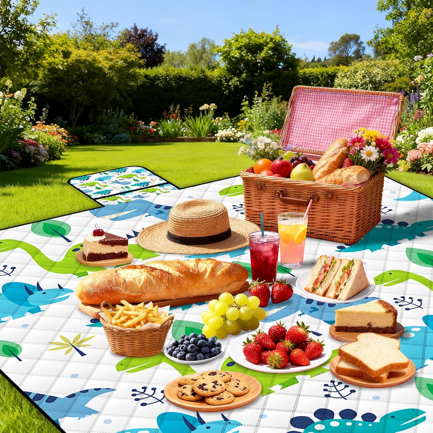 Extra-Large Machine-Washable Picnic Blanket (Dinosaur) - Image 2