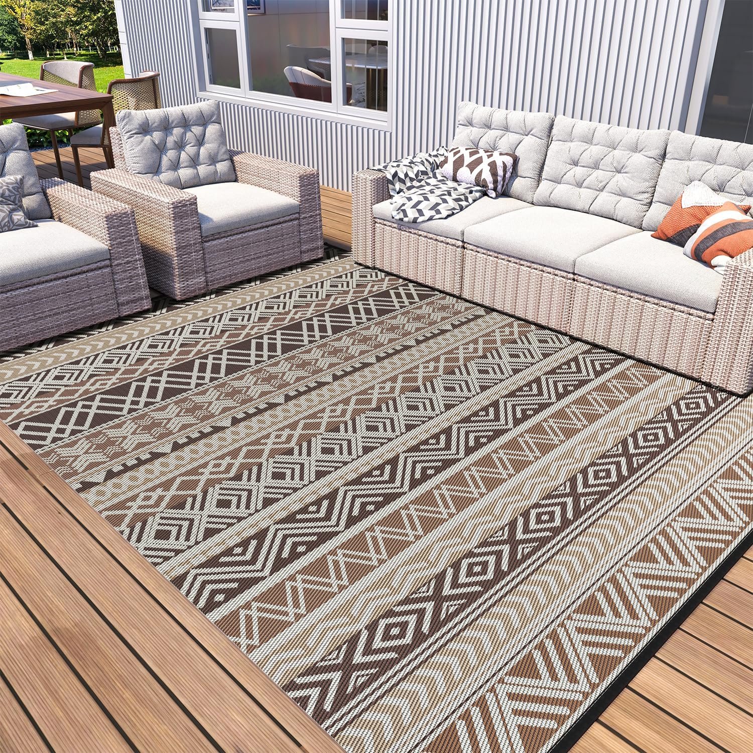 Reversible Boho Patio Camping Rug