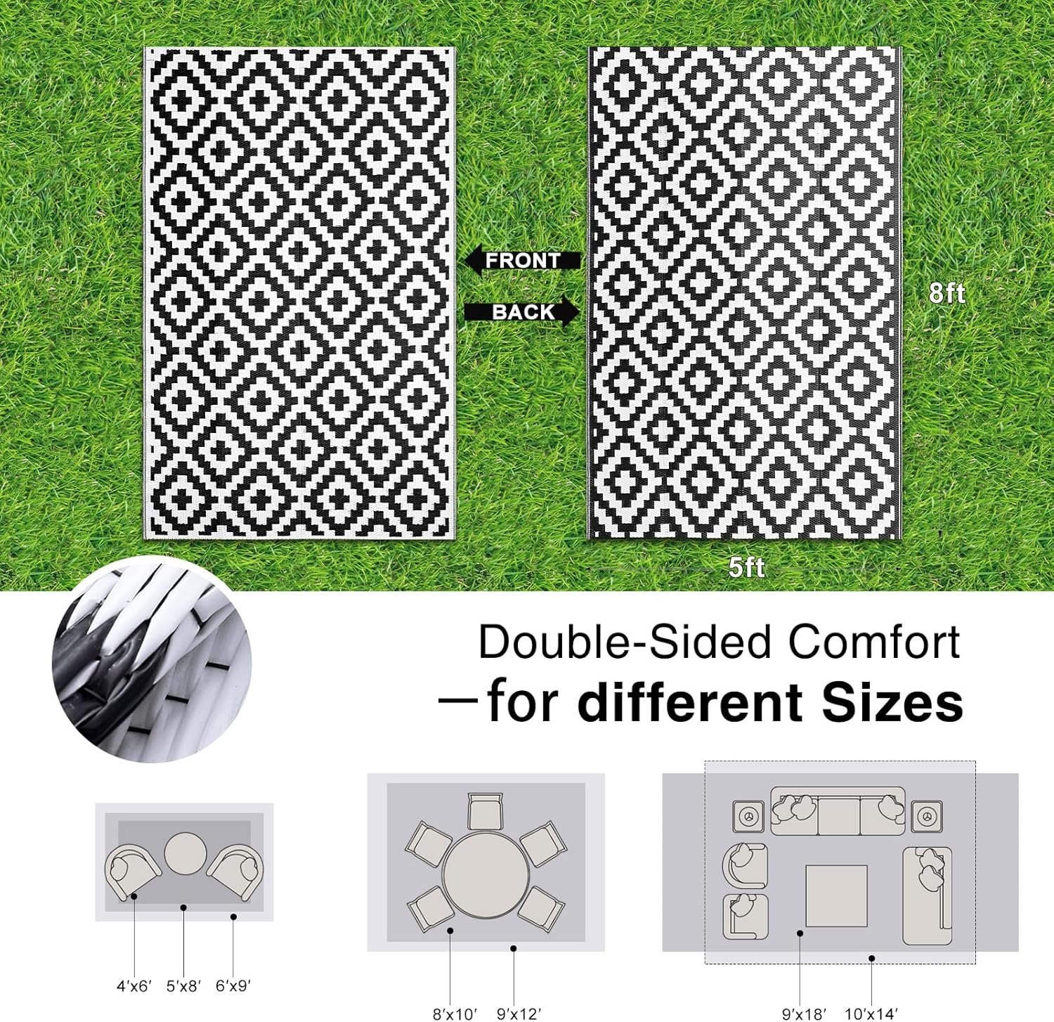 Waterproof RV Camping Mat (Black/White) - Image 2